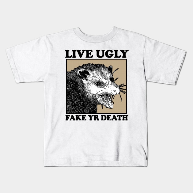 Live Ugly / Possum Lover Design Kids T-Shirt by DankFutura